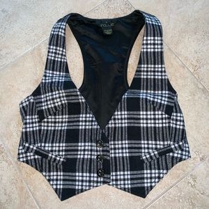 NWOT Nollie black and white plaid vest MEDIUM